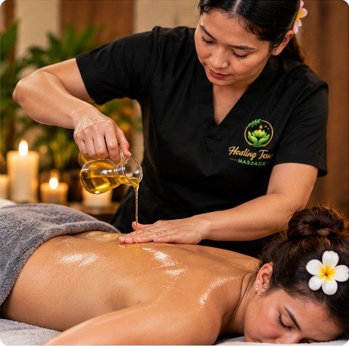 Natural mineral body scrub with flower petals prepared for an exfoliating treatment
